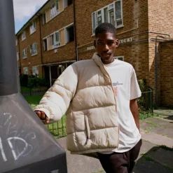 Grimey Abrigo Back At You Puffer - Cream - Fw23 Fashion