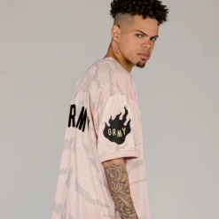 Grimey Camiseta Cloven Tongues All Over Print Mesh - Cream - Summer 23 Clearance