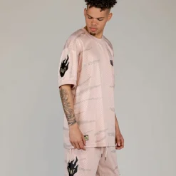 Grimey Camiseta Cloven Tongues All Over Print Mesh - Cream - Summer 23 Clearance