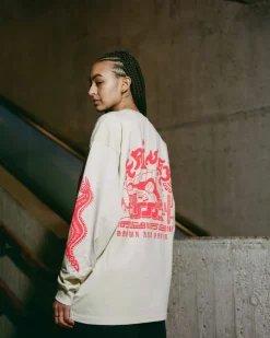 Grimey Camiseta Manga Larga Causing Panic - Cream - Ss24 New
