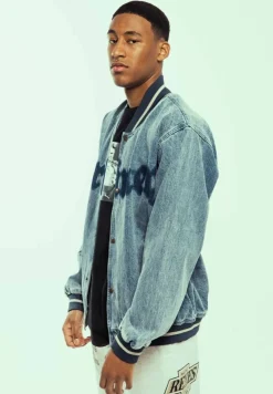 Grimey Chaqueta Baseball Causing Panic Denim - Blue - Ss24 Flash Sale