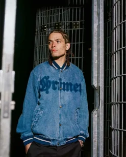 Grimey Chaqueta Baseball Causing Panic Denim - Blue - Ss24 Flash Sale