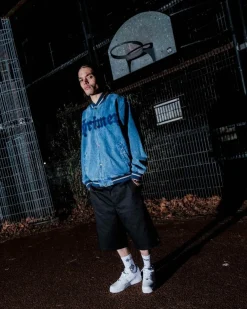 Grimey Chaqueta Baseball Causing Panic Denim - Blue - Ss24 Flash Sale