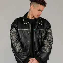 Grimey Chaqueta Fire Route Pu Leather - Black - Spring 23 Online