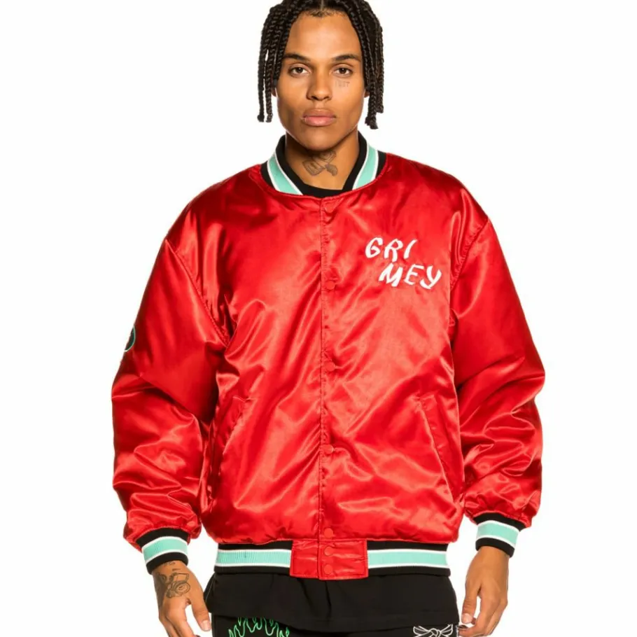 Grimey Chaqueta Satinada Reversible "Destroy All Fear" - Red - Fall 21 Best Sale