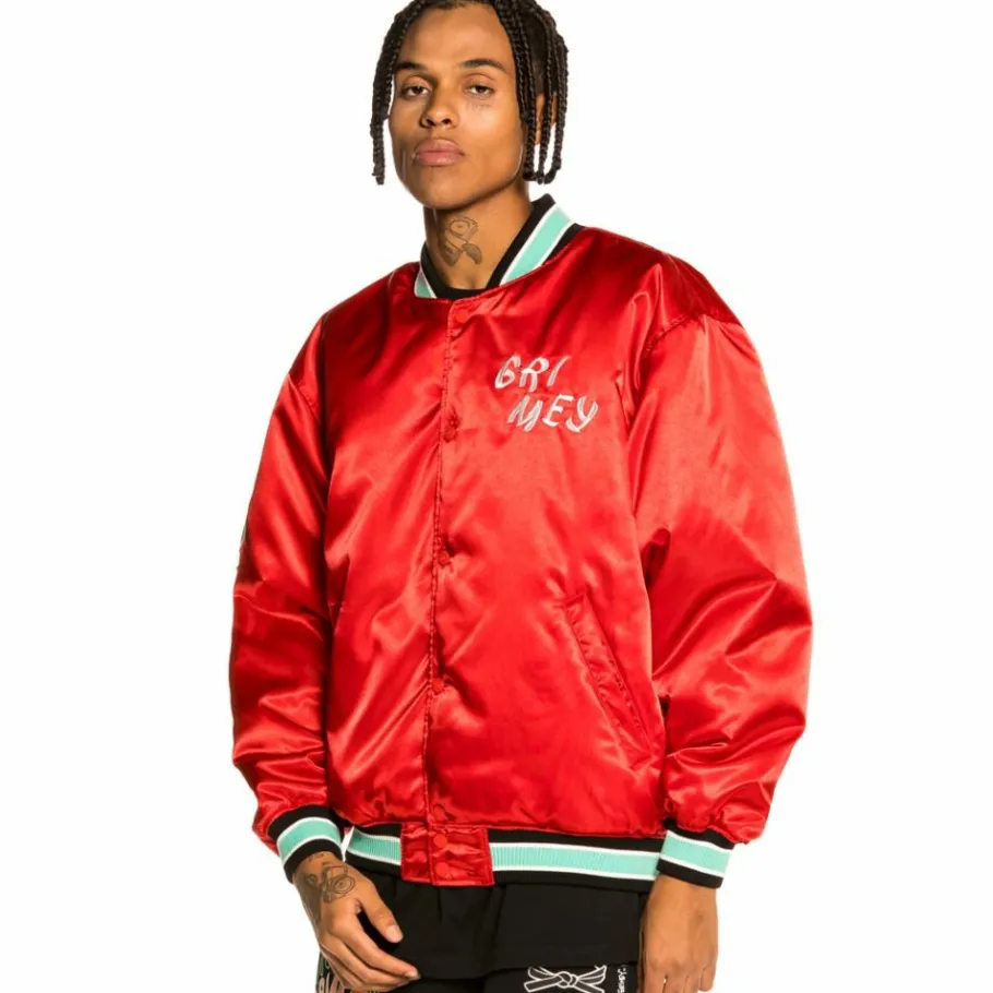 Grimey Chaqueta Satinada Reversible "Destroy All Fear" - Red - Fall 21 Best Sale
