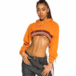Grimey Acknowledge Girl Crop Hoodie Ss20 Orange Shop