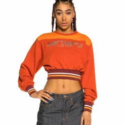 Grimey Acknowledge Girl Crop Crewneck Ss20 Orange Best Sale