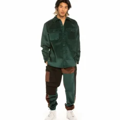 Grimey "Aged Rum" Corduroy Long Shirt - Green - Winter 21 Discount