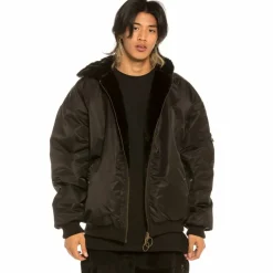 Grimey "Aged Rum" Fur Bomber Jacket - Black - Fall 21 Cheap