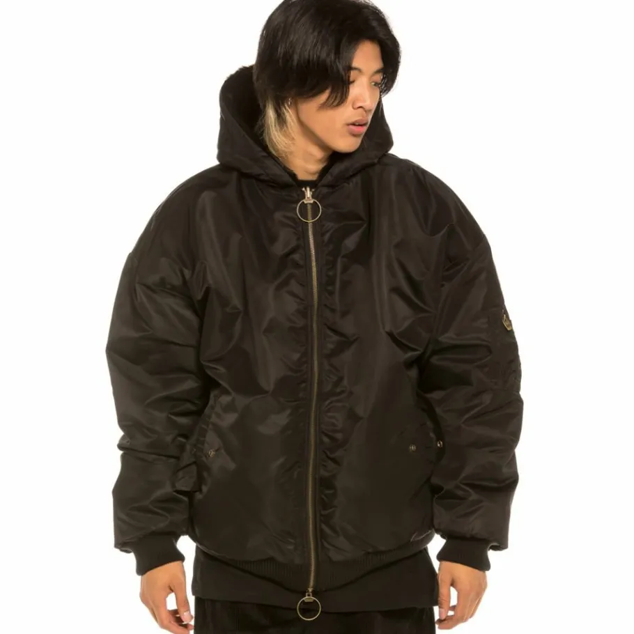 Grimey "Aged Rum" Fur Bomber Jacket - Black - Fall 21 Cheap