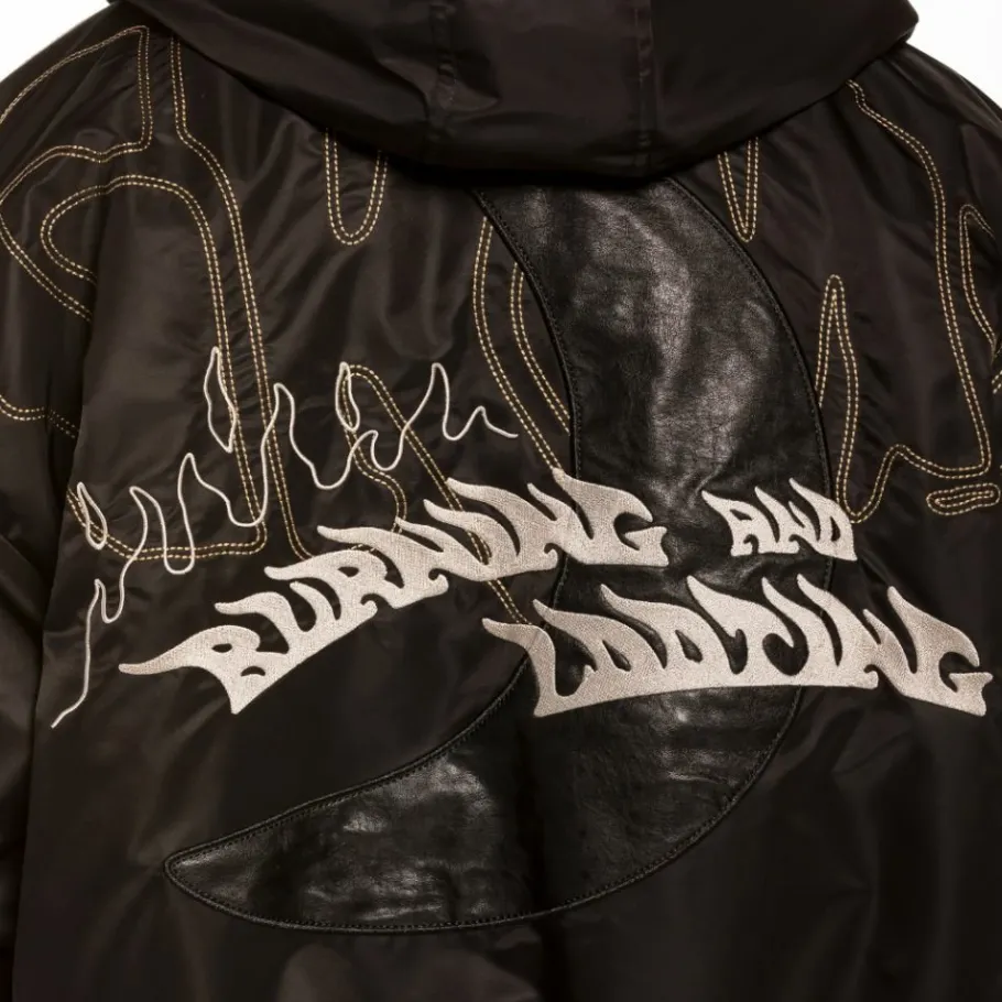 Grimey "Aged Rum" Fur Bomber Jacket - Black - Fall 21 Cheap