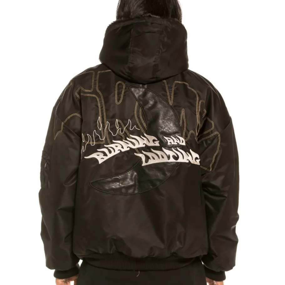 Grimey "Aged Rum" Fur Bomber Jacket - Black - Fall 21 Cheap
