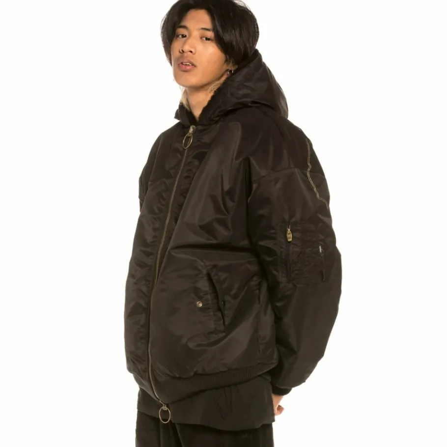 Grimey "Aged Rum" Fur Bomber Jacket - Black - Fall 21 Cheap