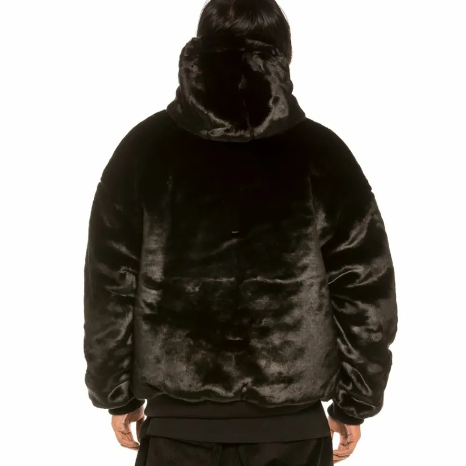 Grimey "Aged Rum" Fur Bomber Jacket - Black - Fall 21 Cheap