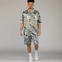 Grimey Animal Satin Button Up Shirt - Copper - Summer 23 Cheap