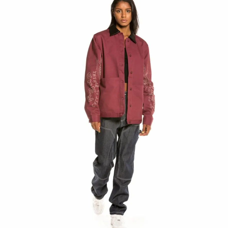Grimey Call Of Yore Girl Coach Jacket Fw20 Wine Outlet