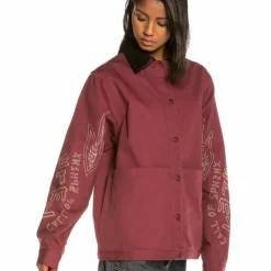 Grimey Call Of Yore Girl Coach Jacket Fw20 Wine Outlet