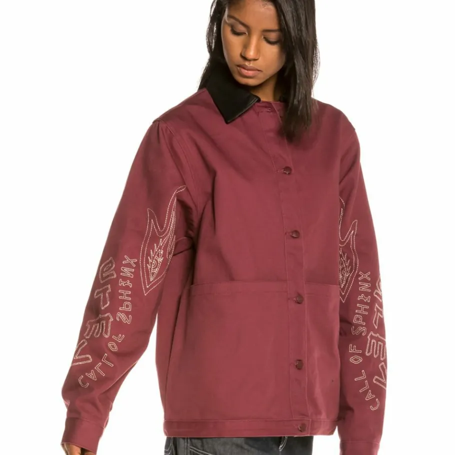 Grimey Call Of Yore Girl Coach Jacket Fw20 Wine Outlet