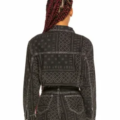 Grimey Carnitas Girl Crop Denim Jacket Ss20 Black Outlet