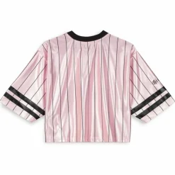 Grimey Causing Panic Girl Crop Football Jersey - Pink - Ss24 Fashion