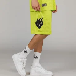 Grimey Cloven Tongues Mesh Basket Shorts - Fluor Lime - Summer 23 Flash Sale