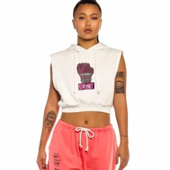 Grimey Day Dreamer Sleeveless Girl Hoodie - White - Spring 22 Online