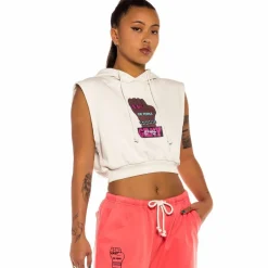 Grimey Day Dreamer Sleeveless Girl Hoodie - White - Spring 22 Online