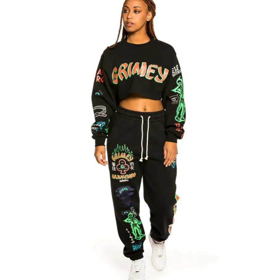 Grimey "Destroy All Fear" Girl Crop Crewneck - Black - Fall 21 Best