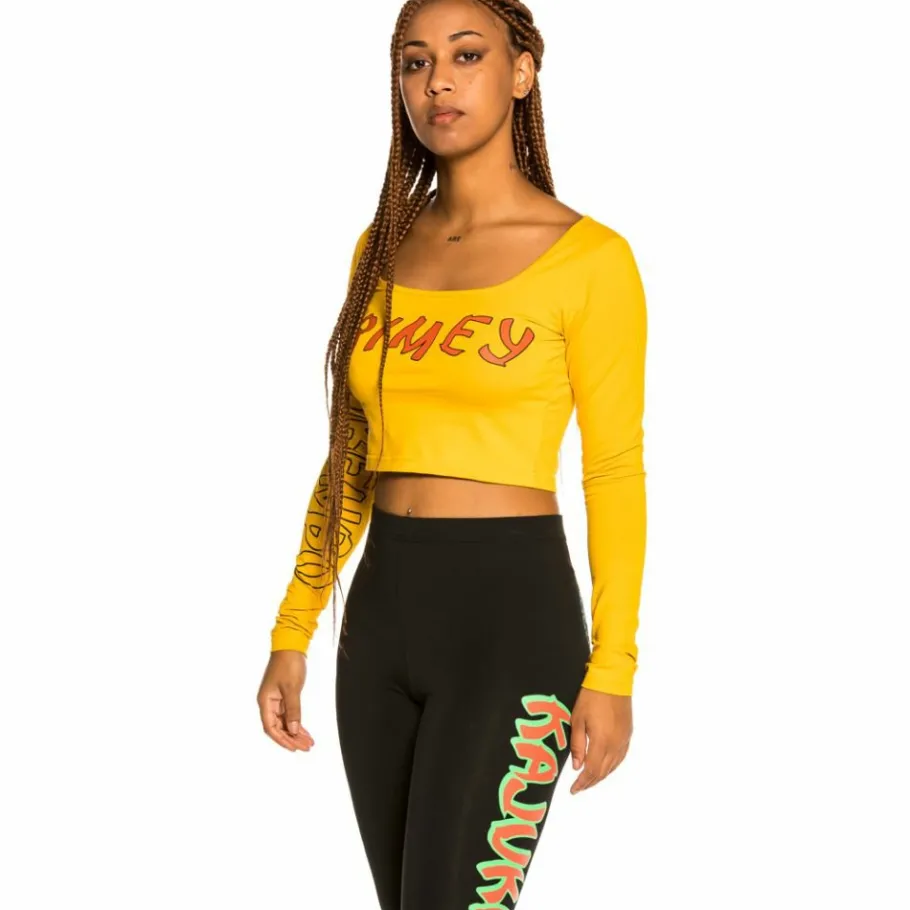 Grimey "Destroy All Fear" Long Sleeve Crop Tee - Yellow - Fall 21 New