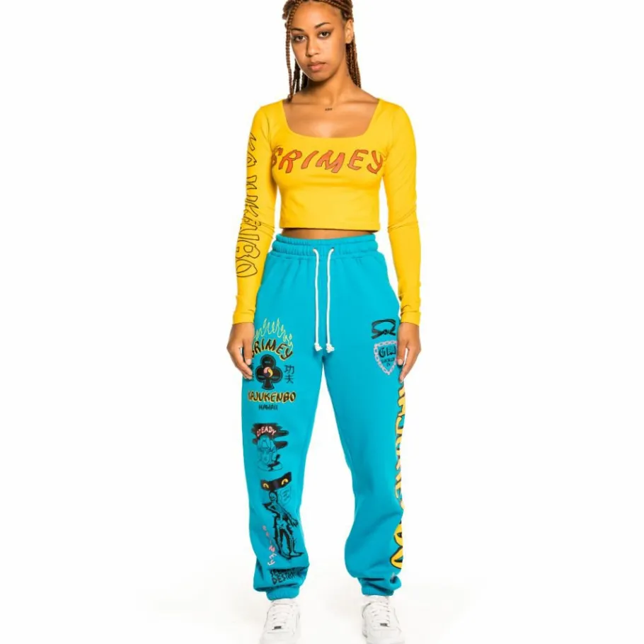 Grimey "Destroy All Fear" Long Sleeve Crop Tee - Yellow - Fall 21 New