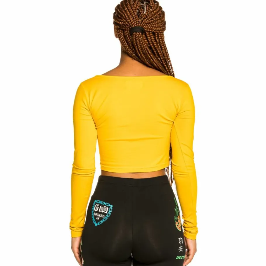Grimey "Destroy All Fear" Long Sleeve Crop Tee - Yellow - Fall 21 New