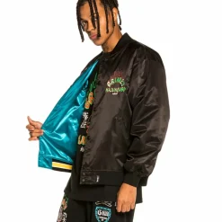 Grimey "Destroy All Fear" Reversible Satin Jacket - Blue - Fall 21 Cheap