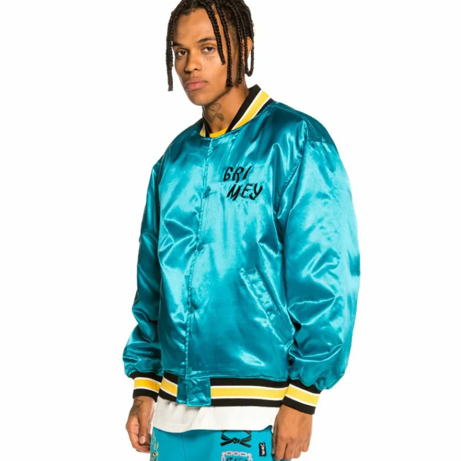 Grimey "Destroy All Fear" Reversible Satin Jacket - Blue - Fall 21 Cheap