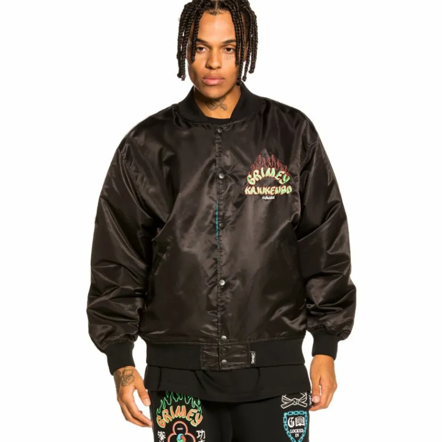 Grimey "Destroy All Fear" Reversible Satin Jacket - Black/Red - Fall 21 Discount