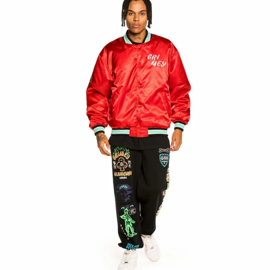 Grimey "Destroy All Fear" Reversible Satin Jacket - Red - Fall 21 Hot