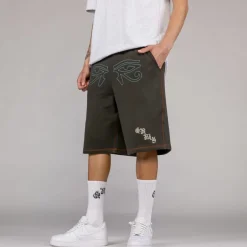 Grimey Fire Route Baggy Sweatshorts - Black - Spring 23 Outlet