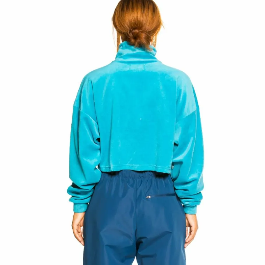 Grimey "Gem Cutting" Girl High Neck Velvet Crop Top - Blue - Fall 21 Store