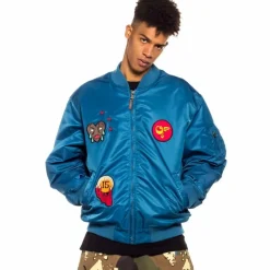 Grimey Glorified Bomber Jacket - Blue - Spring 22 Cheap