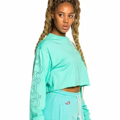 Grimey Hope Unseen Long Sleeve Crop Tee - Blue - Spring 21 Best