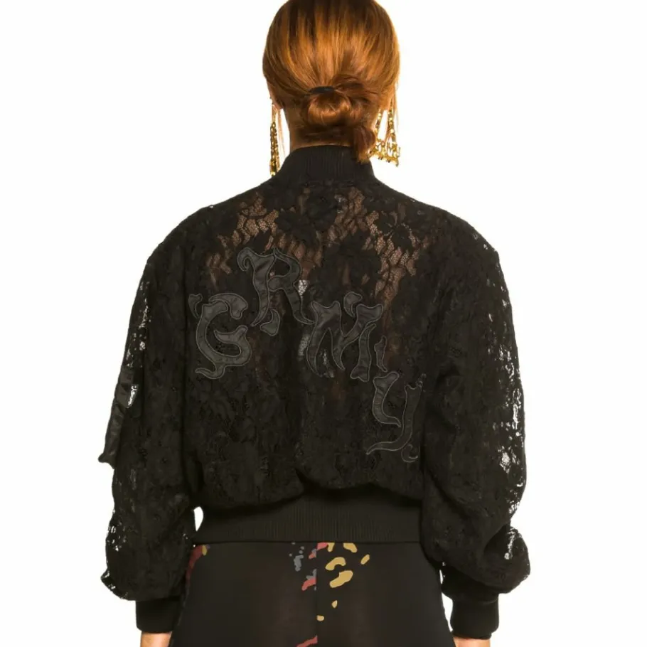 Grimey "Jazz Thing" Girl Lace Bomber Jacket - Black - Fall 21 Cheap
