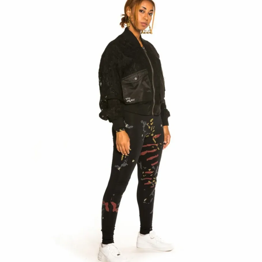 Grimey "Jazz Thing" Girl Lace Bomber Jacket - Black - Fall 21 Cheap