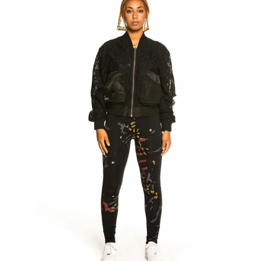 Grimey "Jazz Thing" Girl Lace Bomber Jacket - Black - Fall 21 Cheap