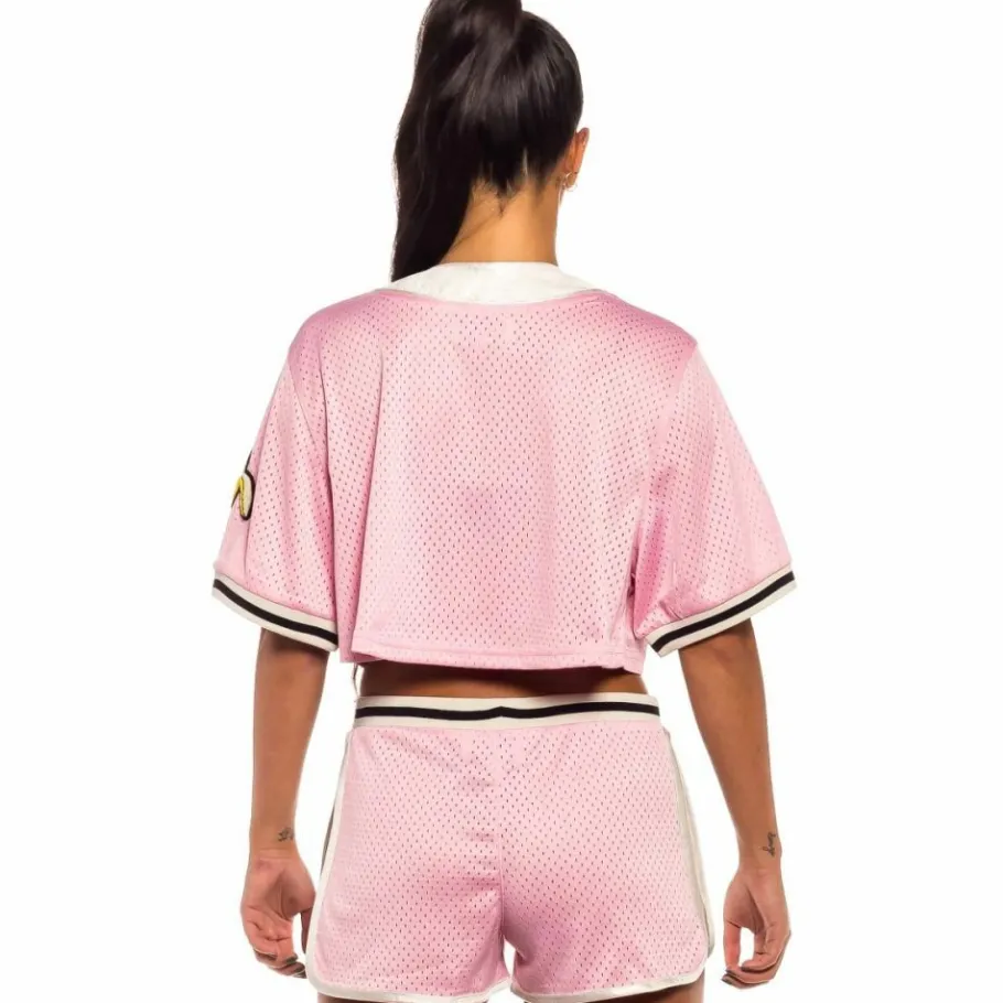 Grimey "Jungle Punch" Girl Mesh Crop Baseball Jersey - Pink - Spring 22 Clearance