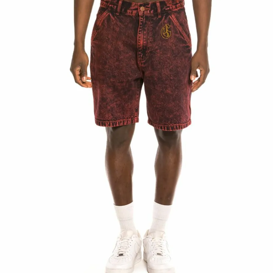 Grimey "Liveution" Denim Short Red - Spring 21 Online