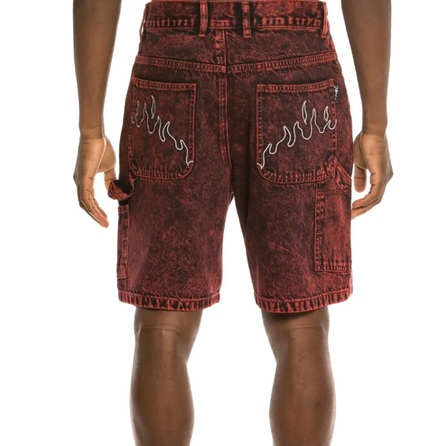 Grimey "Liveution" Denim Short Red - Spring 21 Online