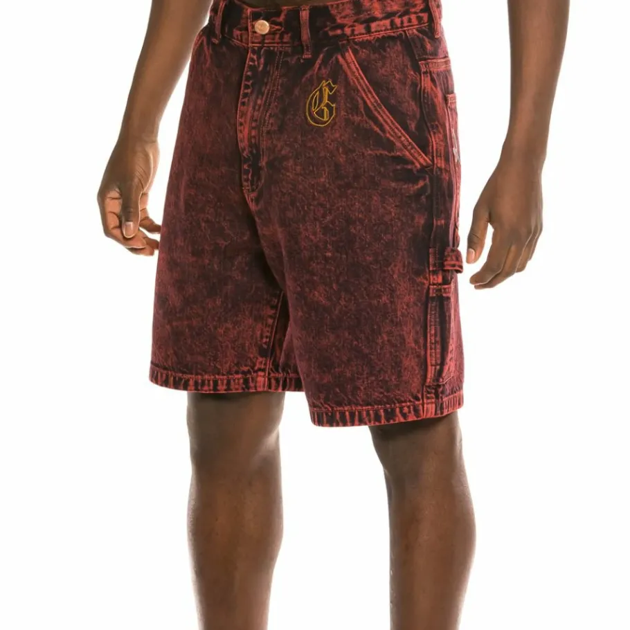 Grimey "Liveution" Denim Short Red - Spring 21 Online