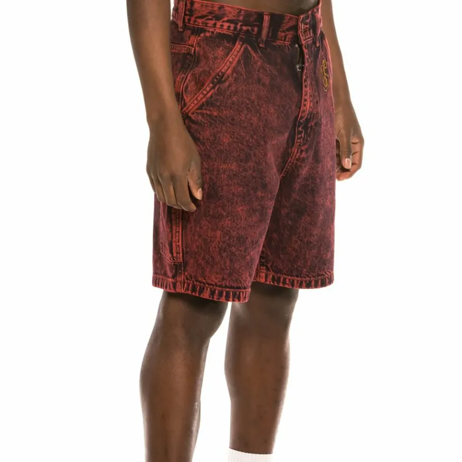 Grimey "Liveution" Denim Short Red - Spring 21 Online