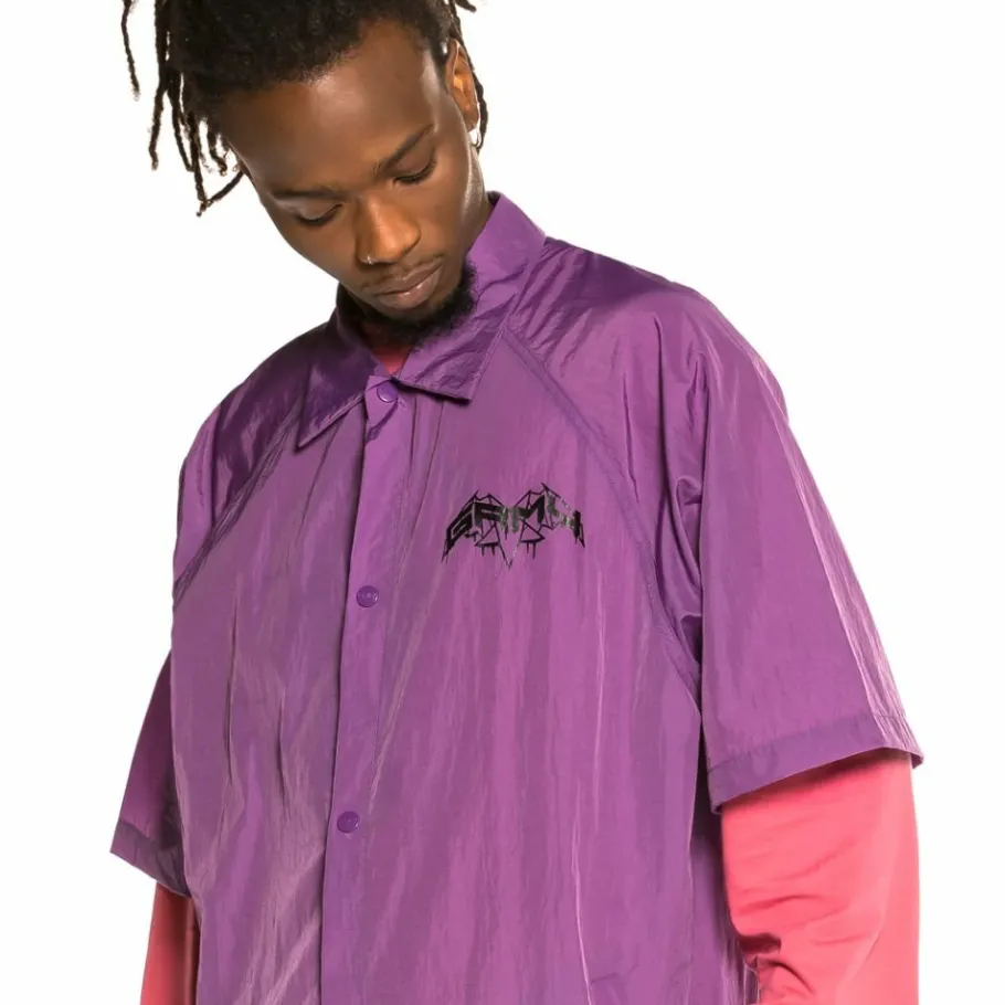 Grimey Liveution Short Sleeve Coach Jacket Purple - Spring 21 Cheap