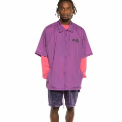 Grimey Liveution Short Sleeve Coach Jacket Purple - Spring 21 Cheap